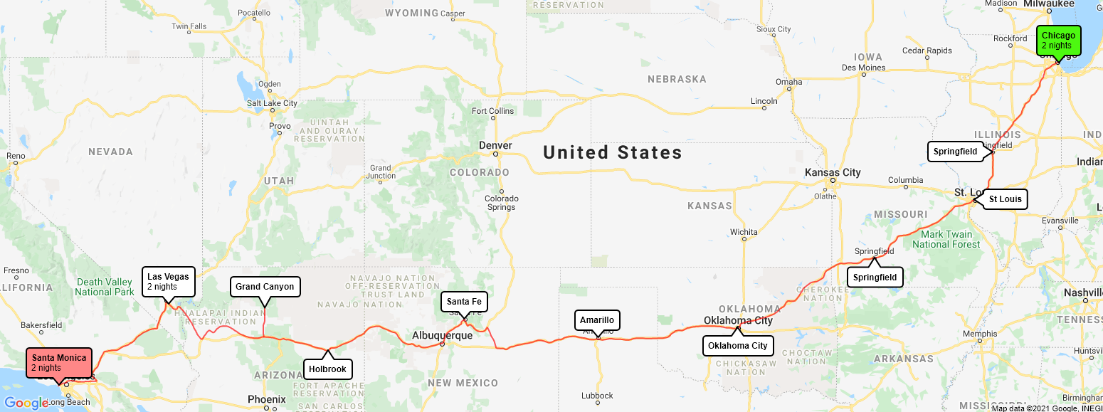 14 nights Route 66 Classic Trail holiday